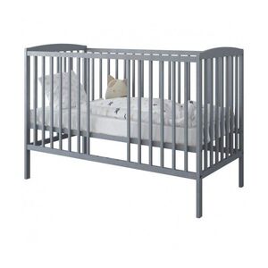 Imagine Patut din lemn Nichiduta Grace Gri 120x60 cm cu bariera inclusa, recomandat pana la 4 ani, somiera reglabila pe 3 nivele, sistem 3 bare detasabile