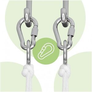 Imagine Leagan suspendat pentru bebelusi Malplay Wave Grey, sezut moale, confortabil cu spatar, centuri de siguranta in 5 puncte, design versatil, varsta 12-36 luni, maxim 60 kg, 70 x 44.5 x 28 cm