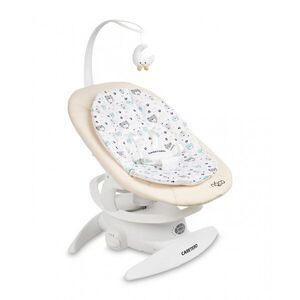 Imagine Leagan electric si sezlong 2in1 pentru copii Caretero Noco Beige cu sezut rotativ 360, senzor inteligent de miscare, 5 viteze, panou cu muzica si sunete natura, telecomanda, centura de siguranta