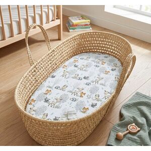 Imagine Cearceaf pentru saltea landou copii Kerstin Forest Animals 80 x 38cm, din bumbac 100, cu elastic roata
