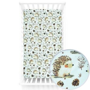 Imagine Cearceaf cu banda elastica pentru pat copii Kerstin Hedgehog, 100 bumbac, pentru saltea 120x60 cm