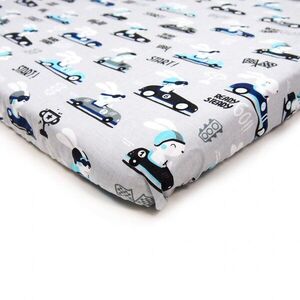 Imagine Cearceaf cu banda elastica pentru pat copii Kerstin Bunny Drivers, 100 bumbac, pentru saltea 120x60 cm