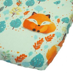 Imagine Cearceaf cu banda elastica pentru pat copii Kerstin Forest Foxes, din 100 bumbac, pentru saltea 90 x 50 cm
