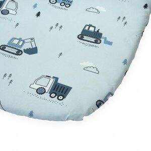 Imagine Cearceaf cu banda elastica pentru landou copii Kerstin Tractors, realizat din bumbac 100, dimensiune 80 x 38 cm