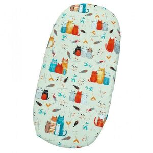 Imagine Cearceaf cu banda elastica pentru landou copii Kerstin Kittens, realizat din bumbac 100, dimensiune 80 x 38 cm