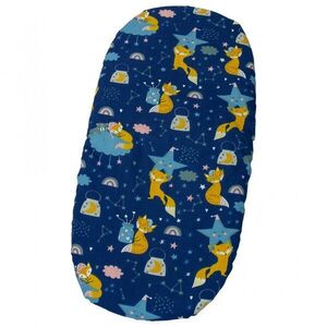 Imagine Cearceaf cu banda elastica pentru landou copii Kerstin Sleepy Fox, realizat din bumbac 100, dimensiune 80 x 38 cm
