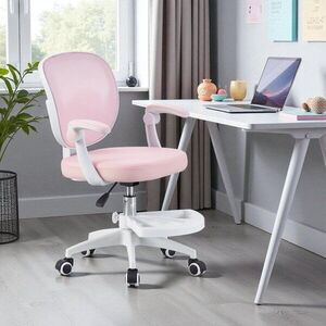 Imagine Scaun ergonomic de birou, inaltime reglabila 78-90 cm, suport picioare, mesh roz