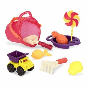 Imagine Galeata rosie cu 9 jucarii de nisip B.Toys