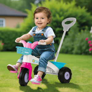 Imagine Tricicleta pentru copii Dolu My First Trike Roz cu maner, claxon si 2 cosulete