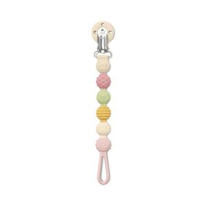 Imagine Lant pentru suzeta din silicon, clips de prindere, BPA free, Pink Mix