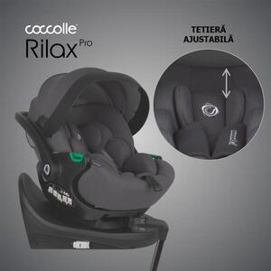 Imagine Scoica auto iSize Coccolle Rilax Greystone cu baza isofix rotativa 360, tetiera reglabila