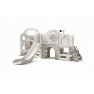 Imagine Spatiu de joaca pentru copii Nichiduta Garden Sky Bear 6 GreyWhite, cu tobogan, leagan, scara si manere de sustinere, zona de observare cu telescop integrat