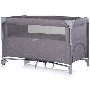 Imagine Patut pliabil Chipolino Relax Charcoal Linen cu laterala culisanta, 2 nivele, intrare laterala, geanta pentru transport, greutate admisa 15 kg