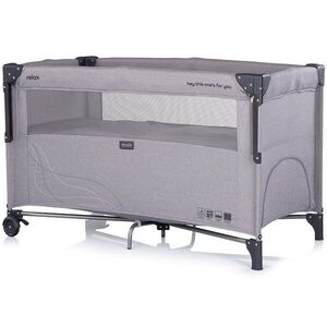Imagine Patut pliabil Chipolino Relax Platinum Linen cu laterala culisanta, 2 nivele, intrare laterala, geanta pentru transport, greutate admisa 15 kg