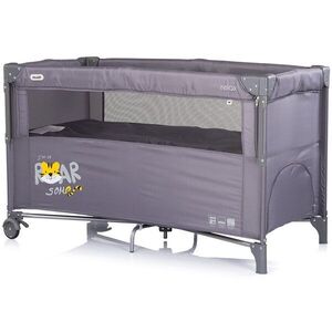 Imagine Patut pliabil Chipolino Relax Tiger Charcoal cu laterala culisanta, 2 nivele, intrare laterala, geanta pentru transport, greutate admisa 15 kg
