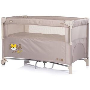 Imagine Patut pliabil Chipolino Relax Tiger Latte cu laterala culisanta, 2 nivele, intrare laterala, geanta pentru transport, greutate admisa 15 kg