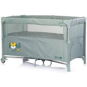 Imagine Patut pliabil Chipolino Relax Tiger Matcha cu laterala culisanta, 2 nivele, intrare laterala, geanta pentru transport, greutate admisa 15 kg