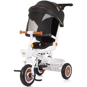 Imagine Tricicleta Chipolino Marathon Black White cu sezut rotativ, suport picioare, maner reglabil, 2 cosulete, greutate admisa 25 kg