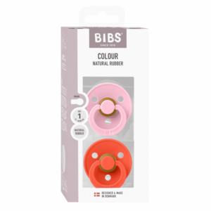 Imagine Set 2 suzete Bibs Colour Latex tetina rotunda 0 luni + Baby PinkTango