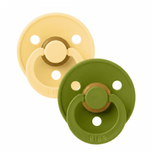 Imagine Set 2 suzete Bibs Colour Latex tetina rotunda 0 luni + Pale ButterWasabi