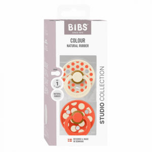 Imagine Set 2 suzete Bibs Colour Studio Collection Polka Dots tetina rotunda 0 luni+ IvoryTango