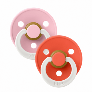 Imagine Set 2 suzete Bibs fosforescente Colour Glow Latex tetina rotunda 6 luni + Baby PinkTango