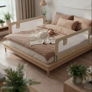 Imagine Bariera de protectie pentru copii Tulano Cover 30 Beige 200 cm cu inaltime reglabila 67-83 cm, rabatabila, husa respirabila, buzunar accesorii integrat, compatibila cu saltele cu grosime 10-28 cm