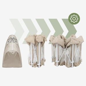Imagine Tarc de joaca pliabil pentru copii Tulano Cozy 30 Beige, utilizare interiorexterior, usa cu fermoar, pereti din plasa respirabila, geanta transport