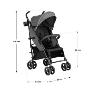 Imagine Carucior sport compact Tulano Davos 35 GreyBlack, roti din PU cu suspensii, capotina XXL cu fereastra, include husa picioareplasa insectesuport pahar, 6luni-4 ani sau maxim 22kg