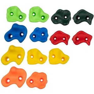 Imagine Set complet de alpinism pentru copii cu 13 pietre multicolore, 2 manere si accesorii de montare incluse, sarcina maxima pana la 150 kg per piatra si 100 kg per maner