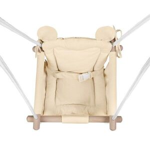 Imagine Leagan textil din lemn pentru copii Tulano Hop 30 Beige cu centura de siguranta, spatar, sezut moale cu husa din bumbac, utilizare interiorexterior, greutate admisa 60 kg