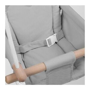Imagine Leagan textil din lemn pentru copii Tulano Hop 30 Grey cu centura de siguranta, spatar, sezut moale cu husa din bumbac, utilizare interiorexterior, greutate admisa 60 kg