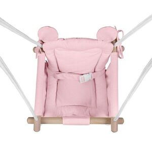Imagine Leagan textil din lemn pentru copii Tulano Hop 30 Pink cu centura de siguranta, spatar, sezut moale cu husa din bumbac, utilizare interiorexterior, greutate admisa 60 kg