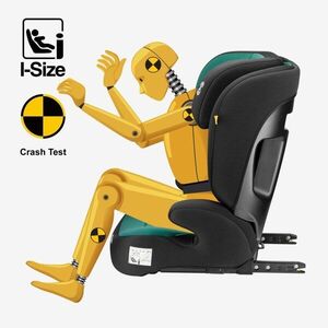 Imagine Scaun auto copii cu isofix 2in1 I-Size Tulano Joy 45 Green 100-150 cm cu spatar detasabil, certificat ECE R129, tetiera reglabila 14 pozitii, sistem protectie impact lateral SIP, 2 parasolare auto incluse