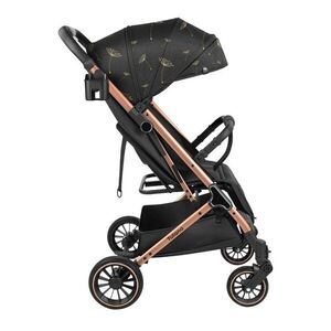 Imagine Carucior sport copii Tulano Lagos 35 Black Gold cu pliere compacta tip troller, husa picioare impermeabila si suport pahar incluse, roti pivotante cu suspensii integrate, parasolar XXL, greutate admisa 15 kg