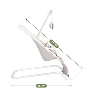 Imagine Sezlong balansoar pentru bebelusi Tulano Moon 10 Beige cu centura de siguranta, bara cu jucarii, baza antiderapanta, pana la 9 kg, pliere compacta