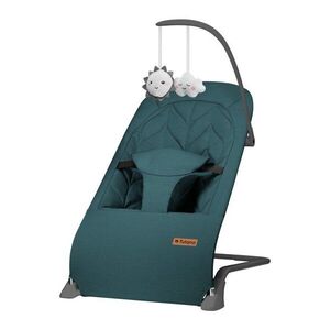 Imagine Sezlong balansoar pentru bebelusi Tulano Moon 10 Green cu centura de siguranta, bara cu jucarii, baza antiderapanta, pana la 9 kg, pliere compacta