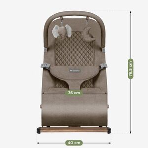 Imagine Sezlong balansoar pentru bebelusi Tulano Moon 30 Beige cu spatar reglabil in 4 pozitii, centura de siguranta, sezut anatomic, bara cu jucarii, pliere compacta, baza antiderapanta, tapiterie UltraSoft