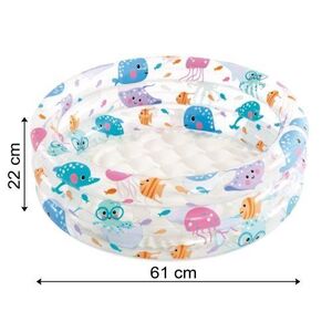 Imagine Piscina gonflabila pentru copii Marine Life, 61 x 22 cm, din PVC rezistent, include petic de reparatie, capacitate 28 L
