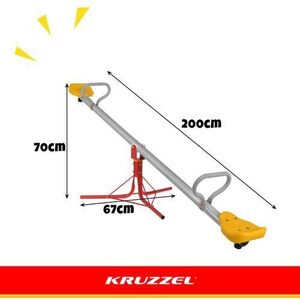 Imagine Balansoar de gradina pentru 2 copii Kruzzel, model 2 in 1 si carusel 360, pana la 75 kg