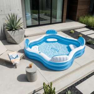 Imagine Piscina gonflabila de gradina Intex, cu 4 locuri si spatar, din PVC, dimensiune 229 x 229 x 66 cm, volum 882 L