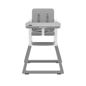 Imagine Scaun de masa copii Tulano Morsel 25 GreyWhite pliabil ultra compact 9cm, tavita reglabila, centuri de siguranta, greutate admisa 15 kg