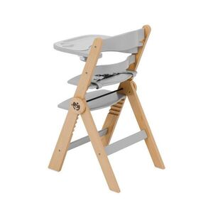 Imagine Scaun de masa copii multifunctional 4-in-1 Tulano Morsel 45 NaturalGrey structura din lemn rezistent, pliabil, 9 nivele de inaltime , tavita dubla, recomandat 6luni-12 ani, greutate admisa 40 kg