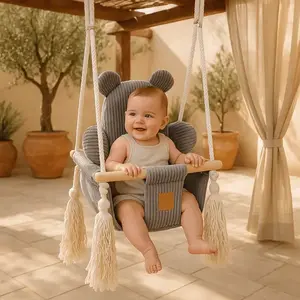 Imagine Leagan pentru copii si bebelusi MeowBaby catifea reiata, perna ursulet Aesthetic Grey
