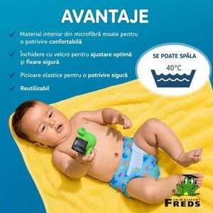 Imagine Scutec reutilizabil pentru inot bebelusi Freds Swim Academy blue, marimea 2, 9-16 kg