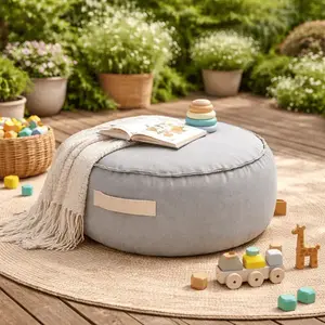 Imagine Folotiu tip puf rotund Premium MeowBaby Outzy FeatherFog Gray Bean bag