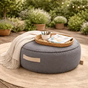 Imagine Fotoliu tip puf rotund Premium MeowBaby Outzy Drift Dlay Taupe Bean bag