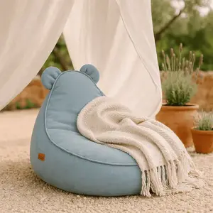 Imagine Fotoliu tip puf Premium MeowBaby Outzy Teddy Cloudberry Sky Blue Bean bag
