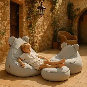 Imagine Fotoliu tip puf Premium MeowBaby Outzy Teddy FeatherFog Gray Bean bag