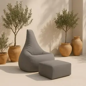 Imagine Fotoliu tip puf Premium MeowBaby Tearo Outzy Taupe Sako bag, cu suport pentru picioare